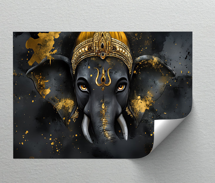 Divine Majesty – Lord Ganesha with Golden Accents Canvas Print
