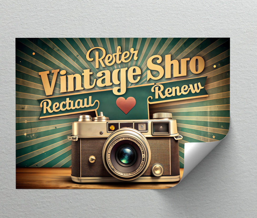 Vintage Camera with Radiant Typography - Retro Canvas Print