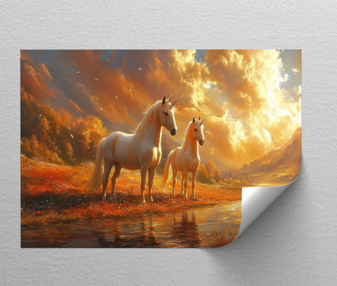 Twilight Companions – Golden Hour Unicorn Duo Canvas Print - MyPhotoStation