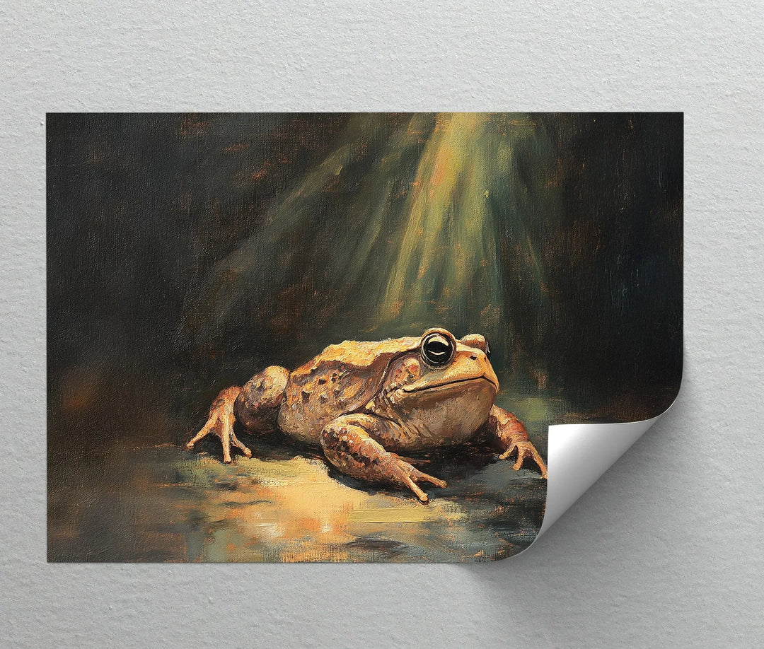 Enlightened Watcher – Dramatic Frog Under Spotlight Canvas Print - MyPhotoStation
