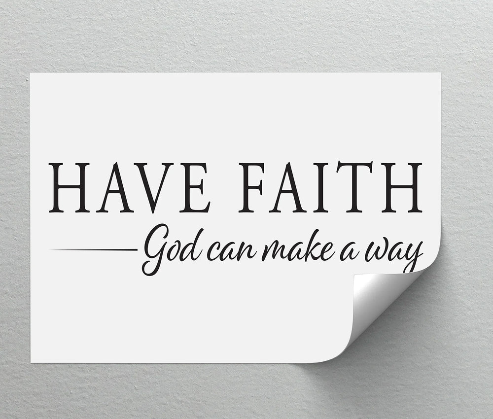 Minimalist religious wall art in black typography

