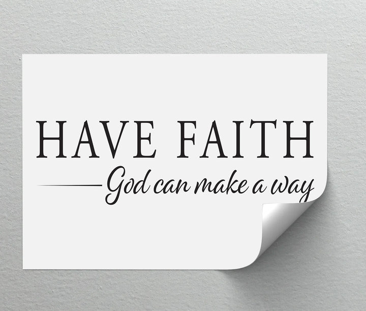 Minimalist religious wall art in black typography

