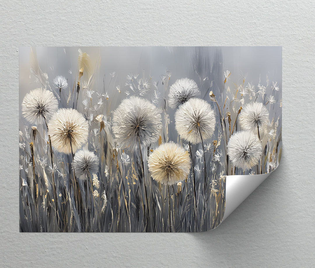 Whispers of the Meadow – Dandelion Field in Neutral Tones Canvas Print