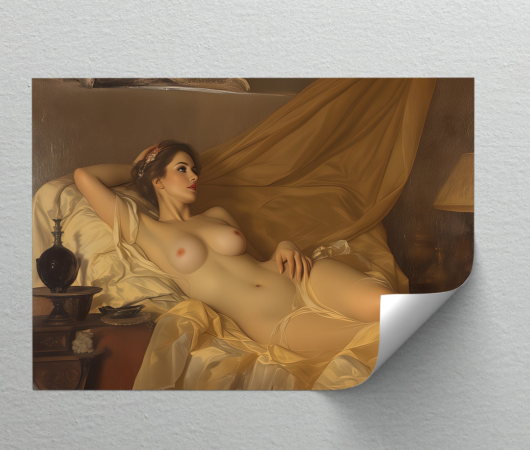 Golden Reverie – Nude Woman Canvas Wall Art | Sexy Canvas Print