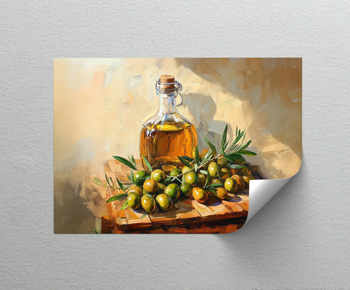 Golden Harvest – Olive Oil and Branches Canvas Wall Art - MyPhotoStation