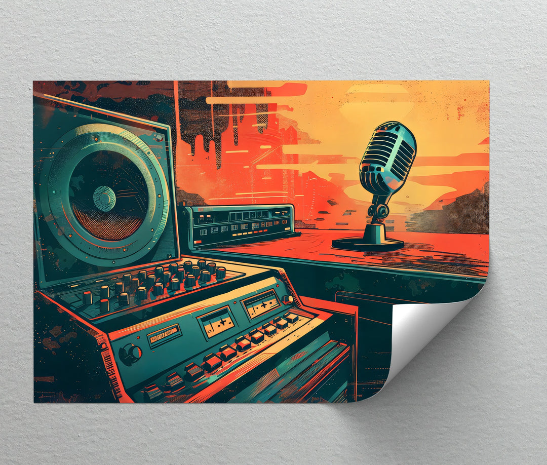 Broadcast Beats – Retro Radio Studio Canvas Print