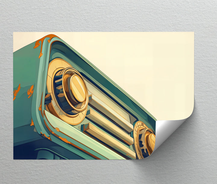 Tuned in Time – Retro Teal Radio Canvas Print