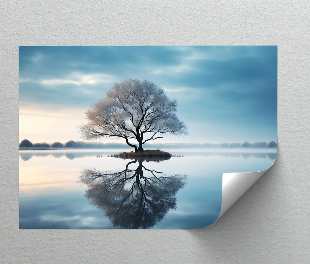 Minimalist Tree and Water - Landscape Canvas Print