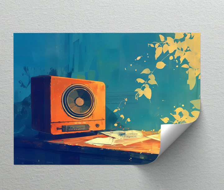 Golden Frequency – Retro Radio Still Life Canvas Print