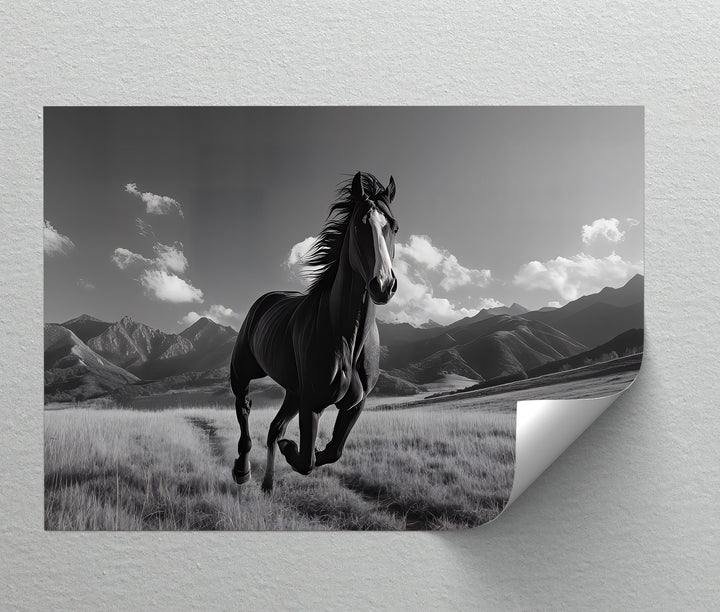 Unbridled Spirit – Running Horse in Mountain Field Canvas Print