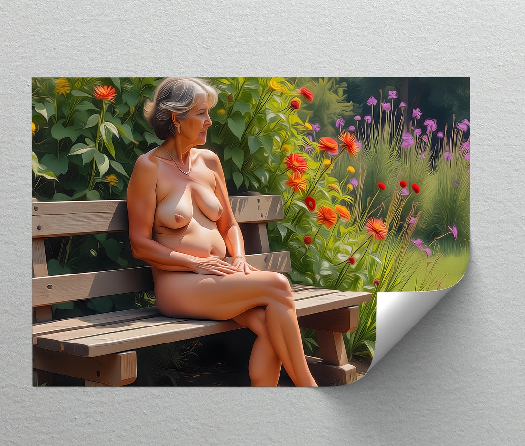 Garden Serenity – Mature Nude Canvas Wall Art | Canvas Prints