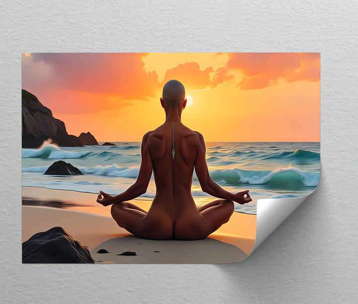 Sunset Zen – Nude Meditation Canvas Wall Art | Framed Artwork