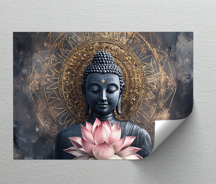 Enlightened Serenity – Buddha with Lotus Flower Canvas Print