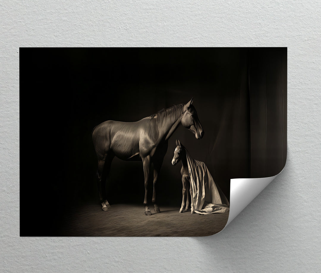 Sacred Bond – Mare and Foal in Gentle Light Canvas Print