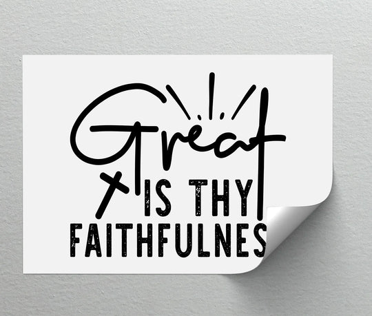 High color contrast defines this Christian canvas wall art, where the bold black lettering of 'Great Is Thy Faithfulness' makes it one of the best canvas prints.