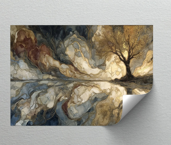 Eternal Roots – Golden Tree Reflected Abstract Canvas Print - MyPhotoStation