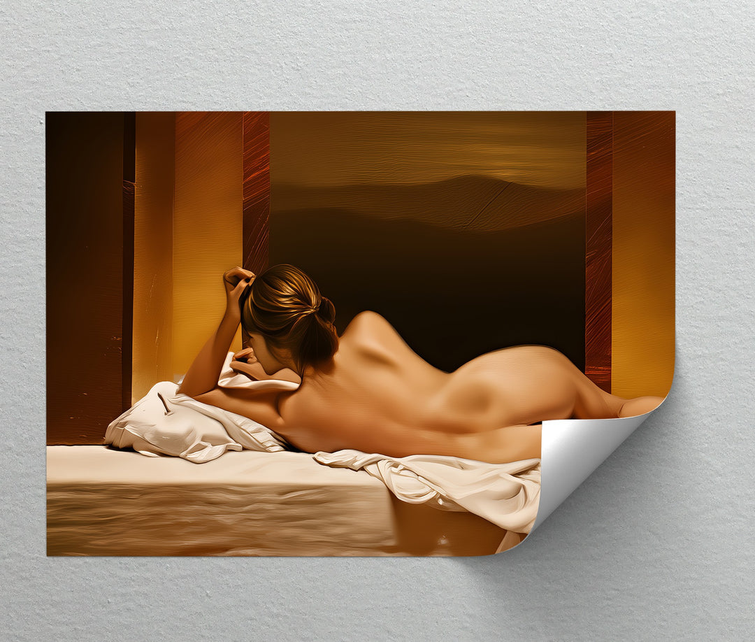 Sunset Reverie – Horizontal Framed Nude Canvas Wall Art | Sexy Art