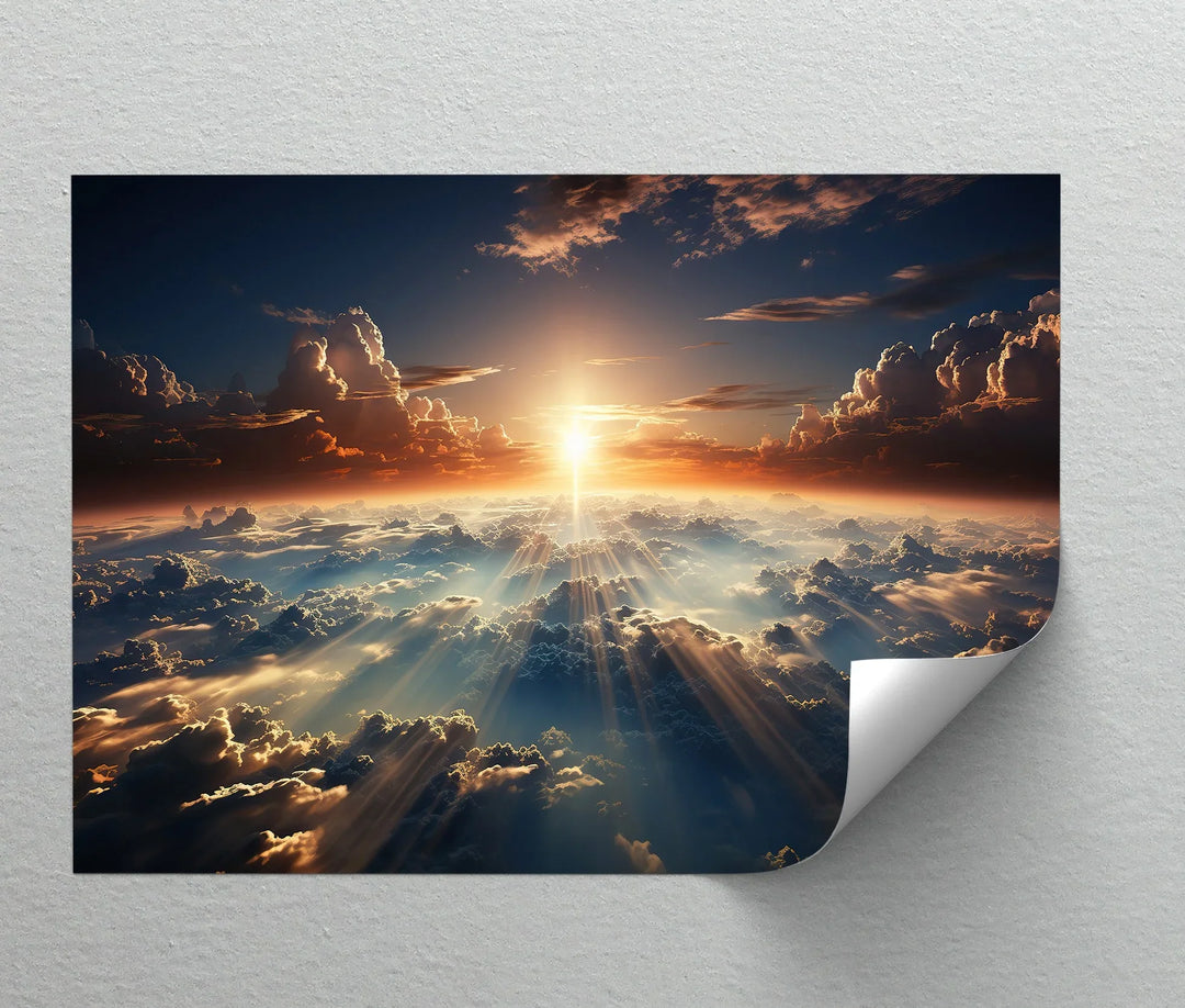 Celestial Sunrise Over the Clouds – Radiant Sky Landscape Canvas Print