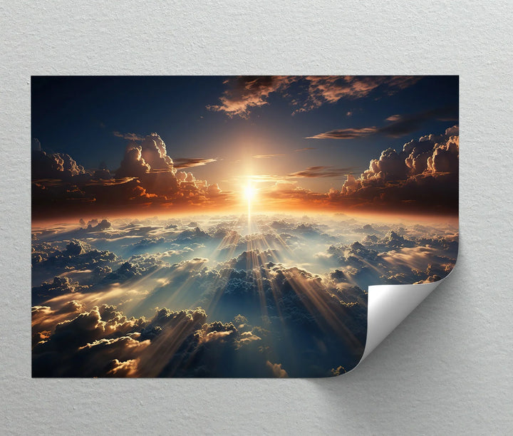 Celestial Sunrise Over the Clouds – Radiant Sky Landscape Canvas Print