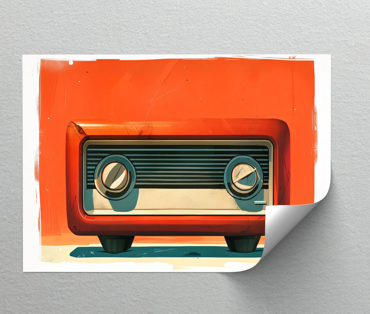 Atomic Sunset – Minimalist Orange Retro Radio Canvas Print