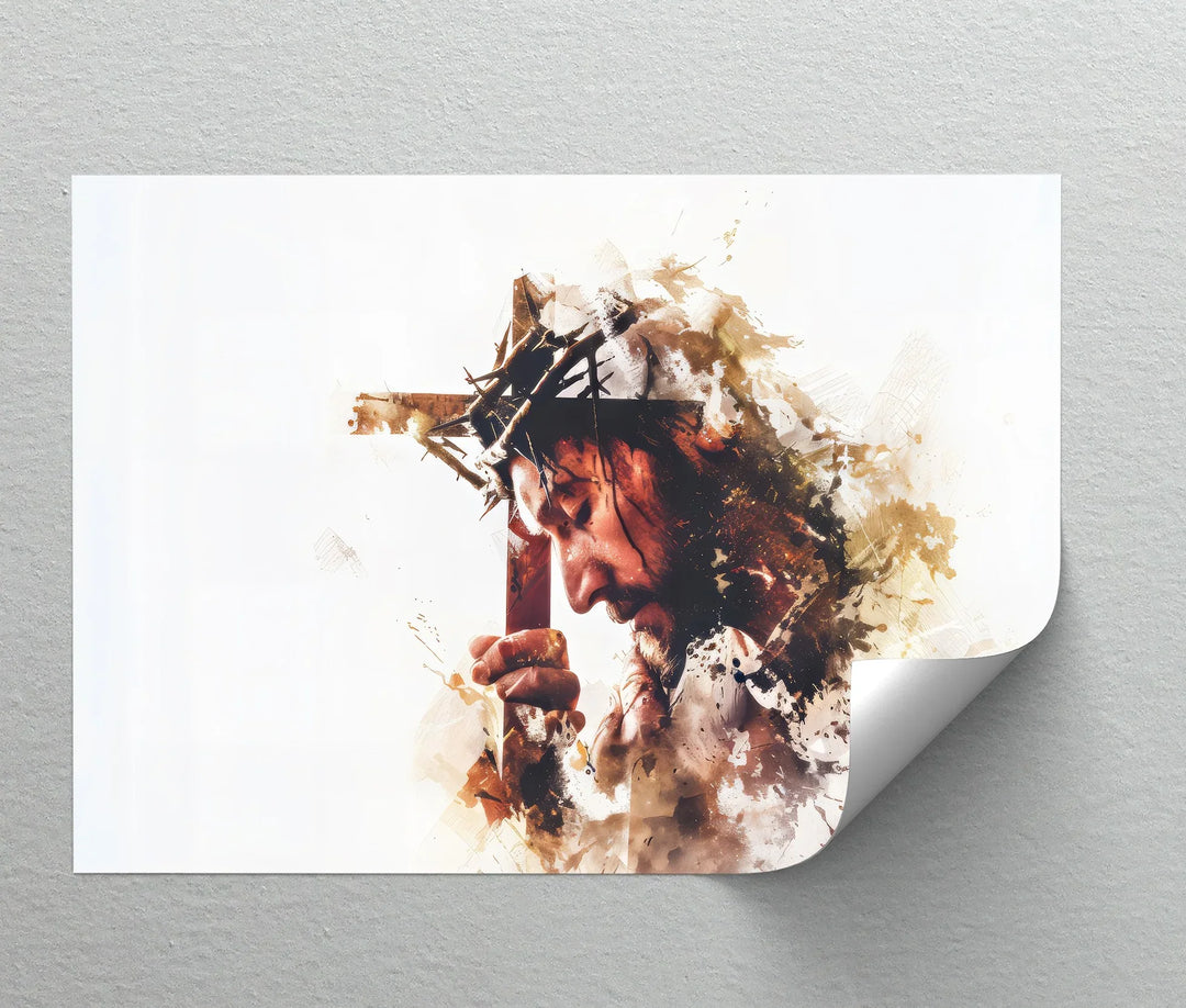 Burden of the Cross – Emotional Jesus Canvas Print
