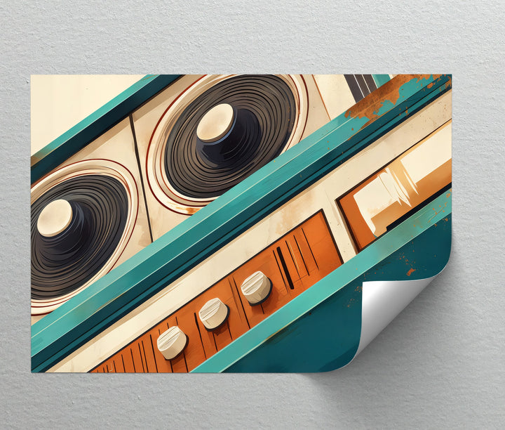Tilted Frequency – Abstract Retro Stereo Close-Up Canvas Print
