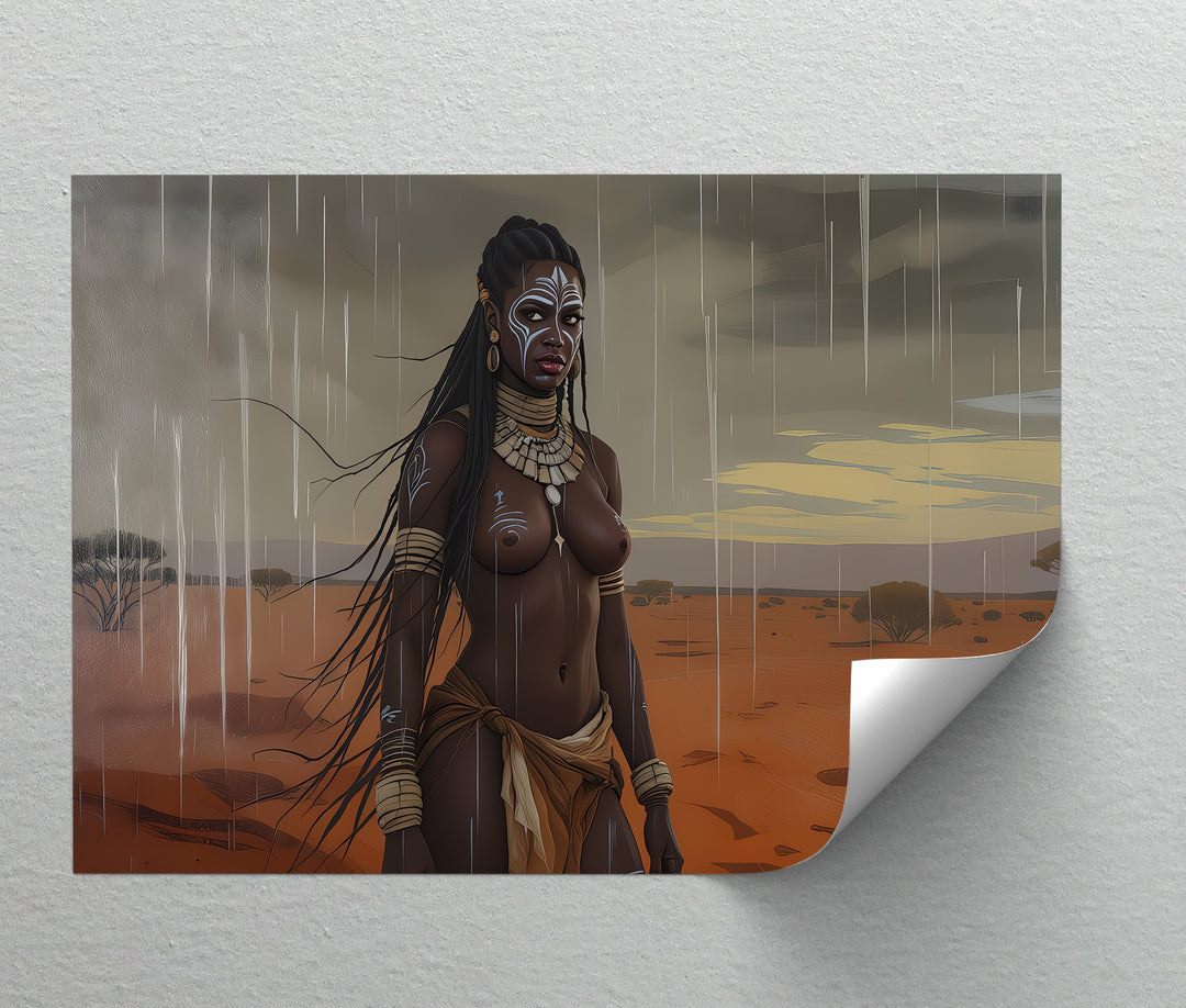 Rain Queen – Tribal Warrior Erotic Canvas Wall Art | Canvas Artwork