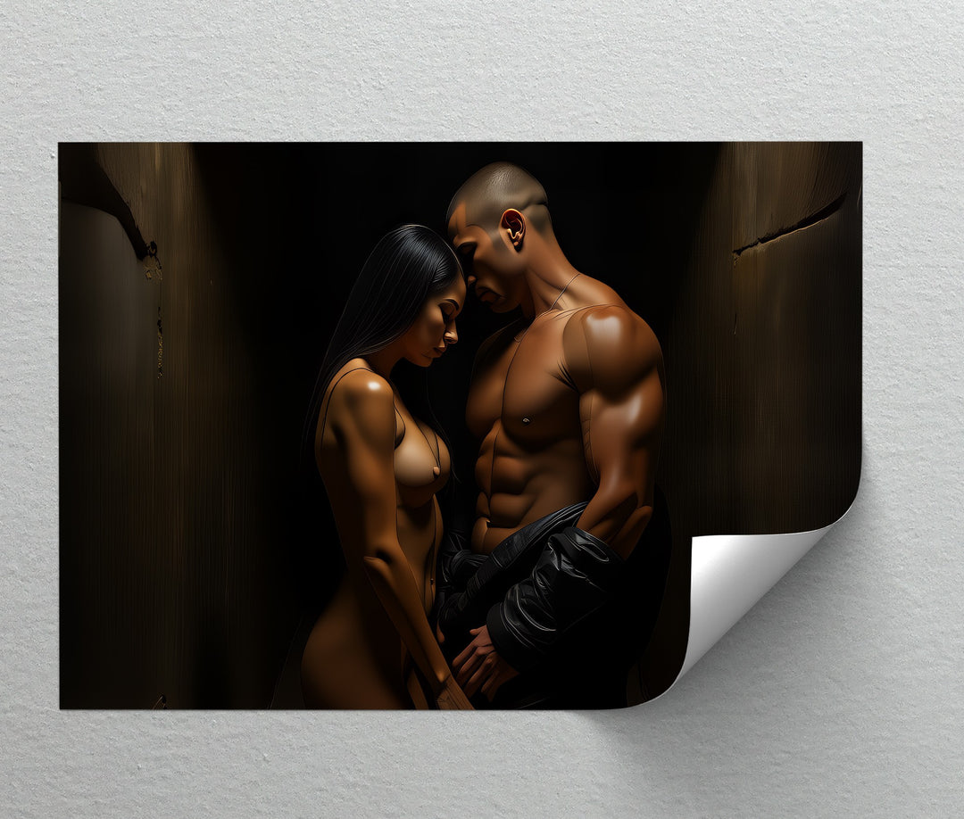 Shadowed Embrace – Nude Canvas Wall Art | Canvas Artwork