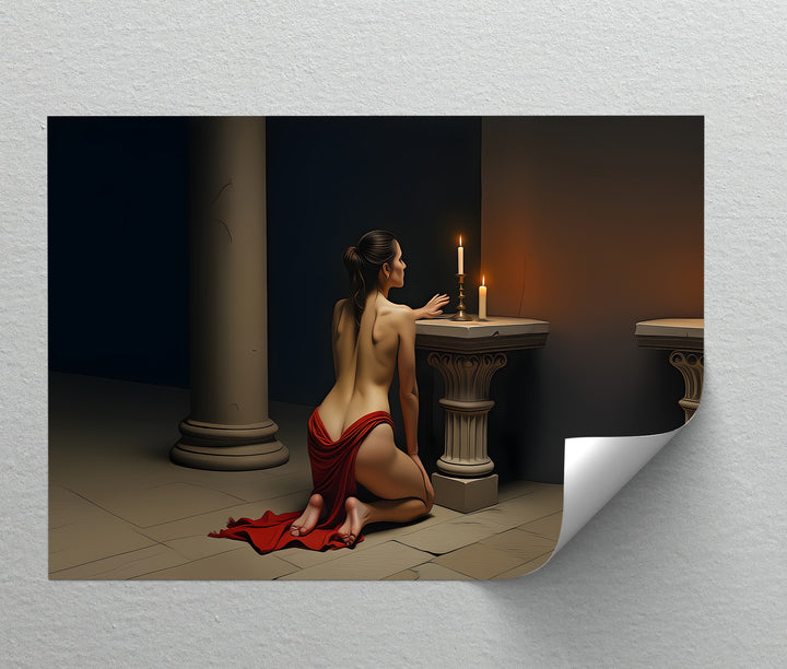 Sacred Ember – Erotic Candlelight Prayer Canvas Wall Art | Big Canvas