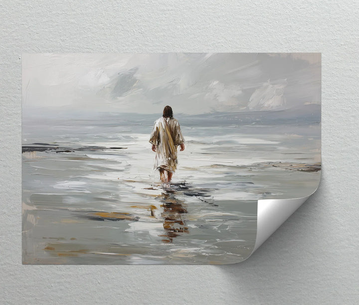 Sacred Solitude – Jesus Walking on the Shore Canvas Print - MyPhotoStation
