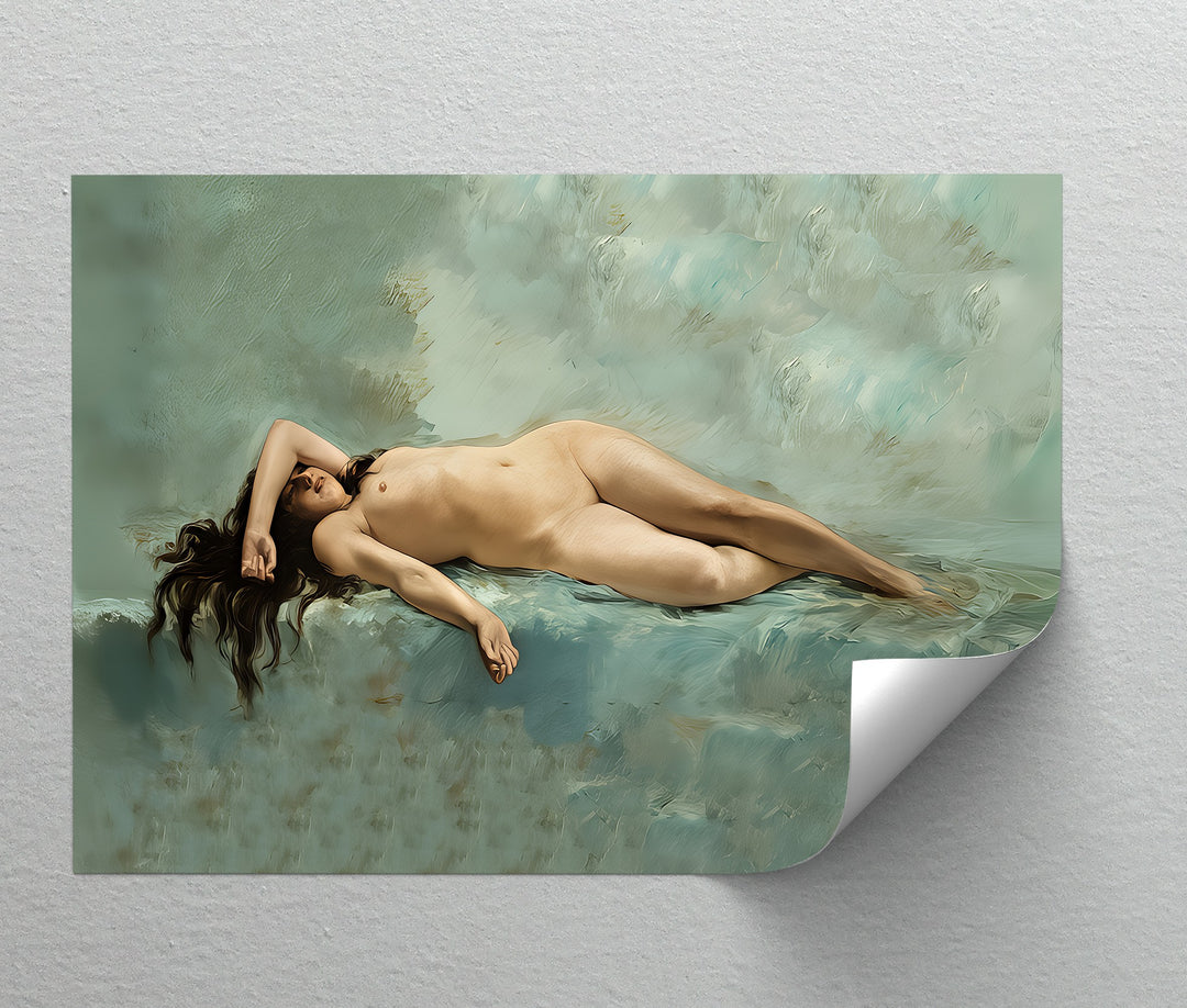Celestial Nude – Serene Reclining Female Canvas Wall Art | Nude Art