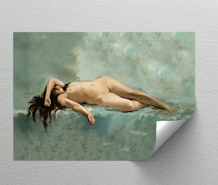 Celestial Nude – Serene Reclining Female Canvas Wall Art | Nude Art