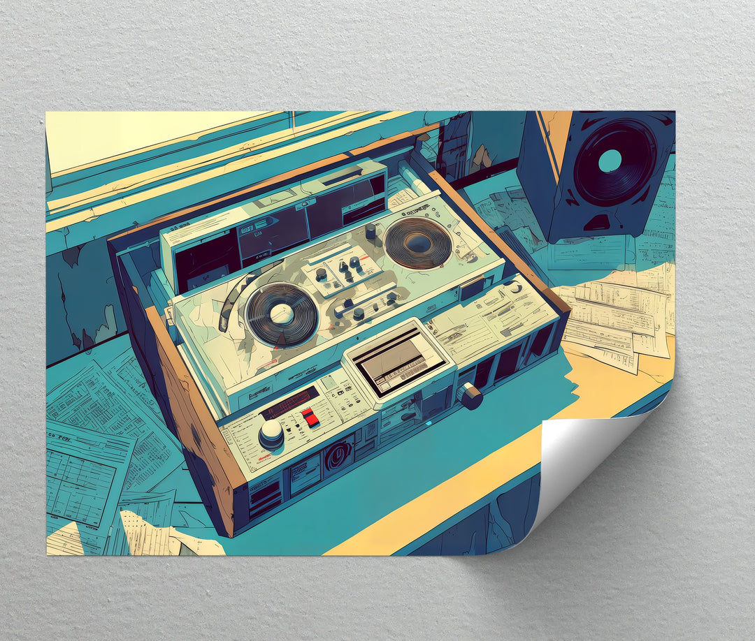 Backspin Station – Vintage DJ Console with Retro Tape Deck Canvas Print
