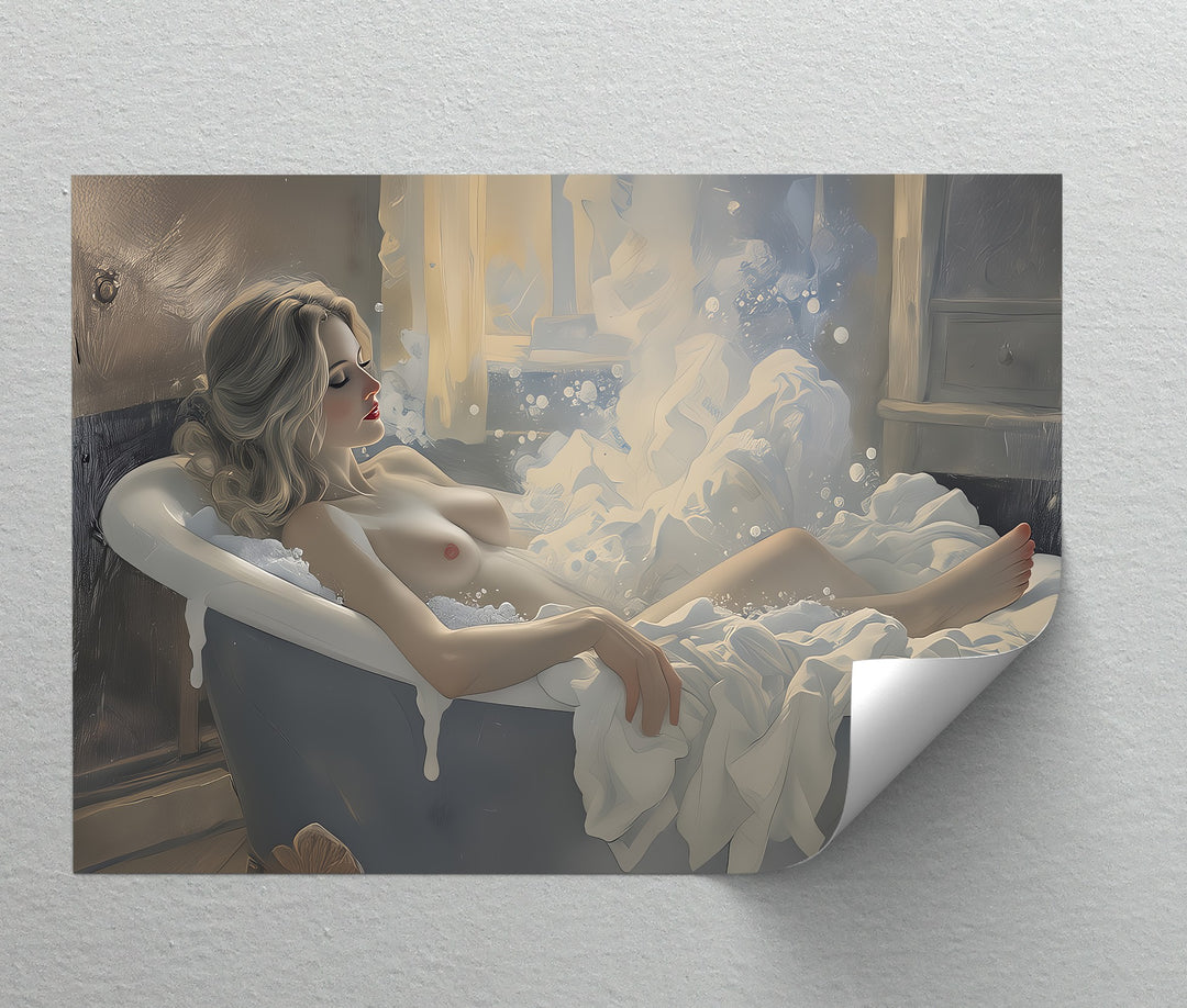Sensual Woman in Bathtub – Erotic Canvas Wall Art | Framed Art