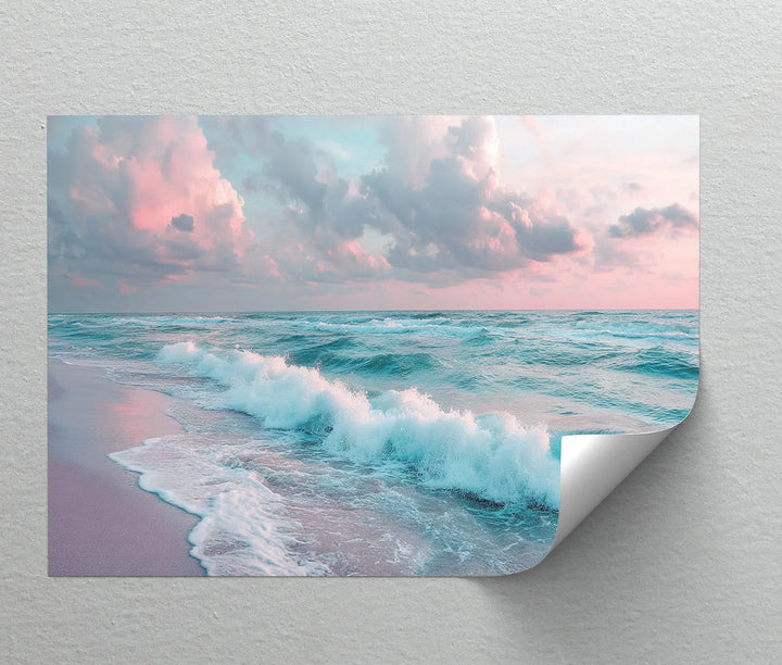 Cotton Candy Sky Over Ocean Waves – Tranquil Seaside Canvas Print - MyPhotoStation