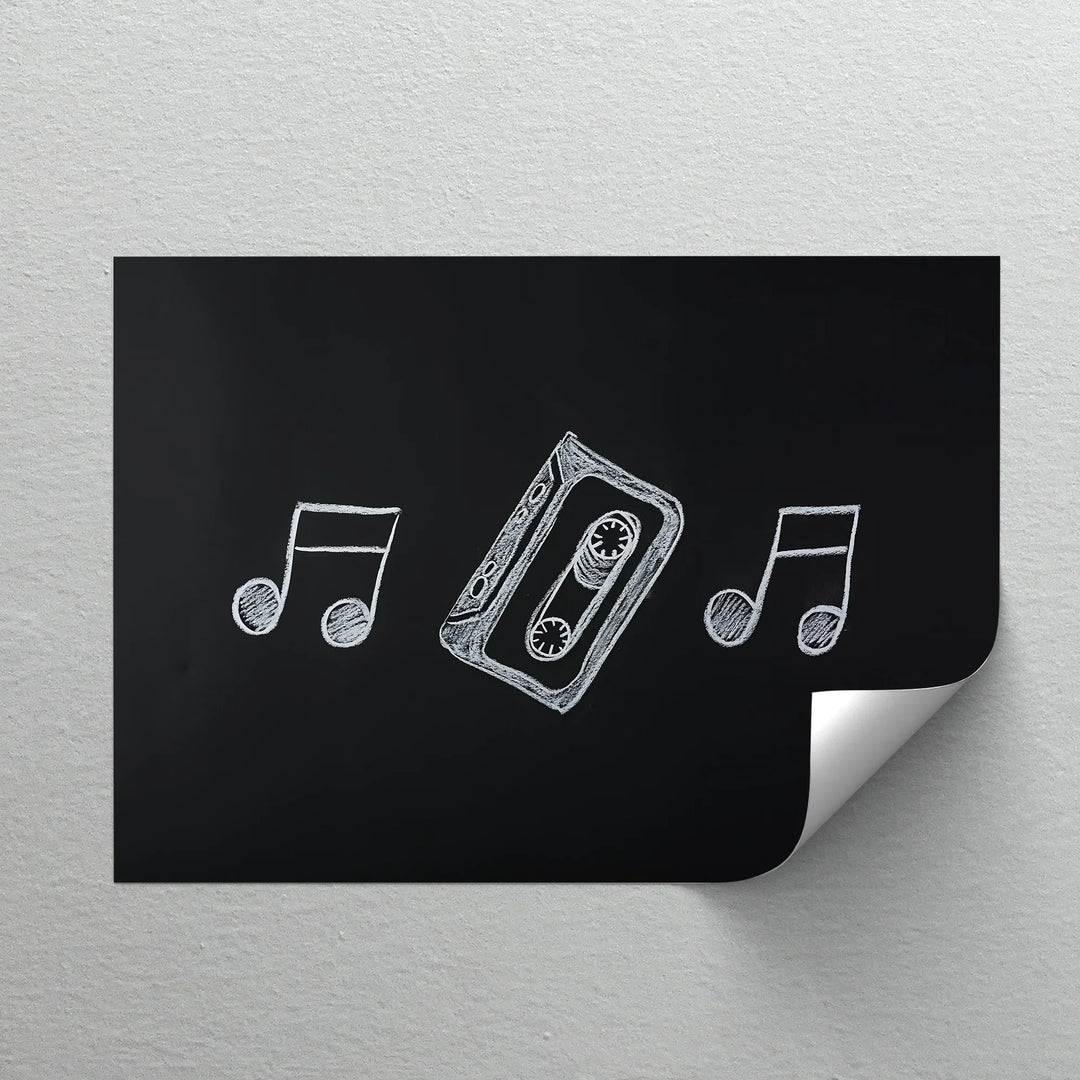 Retro Cassette Tape Chalk Drawing – Blackboard Music Canvas Prints - MyPhotoStation