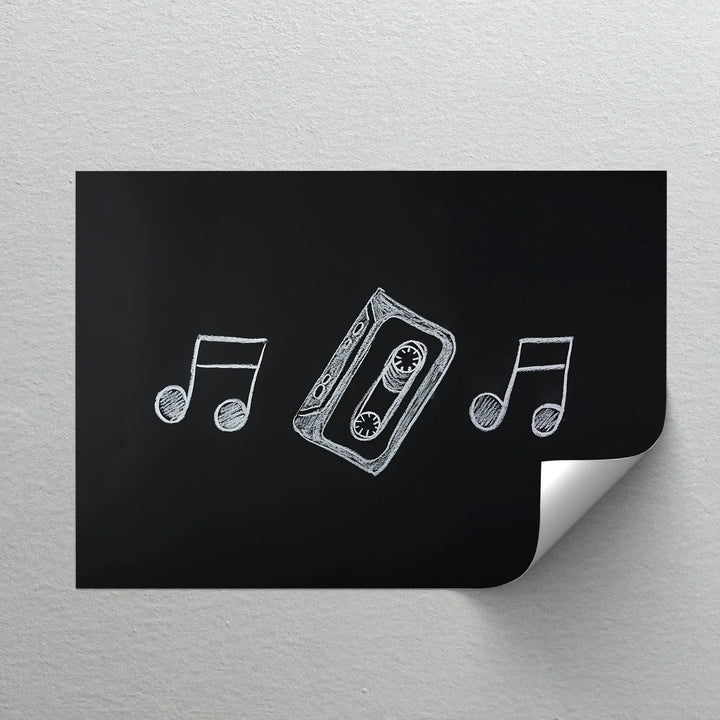 Retro Cassette Tape Chalk Drawing – Blackboard Music Canvas Prints - MyPhotoStation