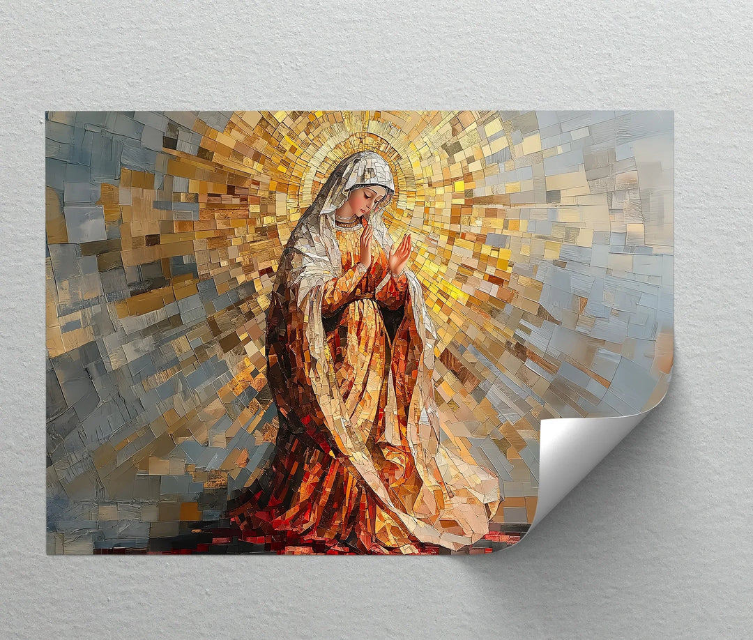 Radiant Grace – Virgin Mary Mosaic Style Canvas Print - MyPhotoStation