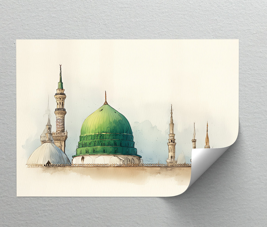 Sacred Serenity – Green Dome of Al-Masjid an-Nabawi Canvas Print