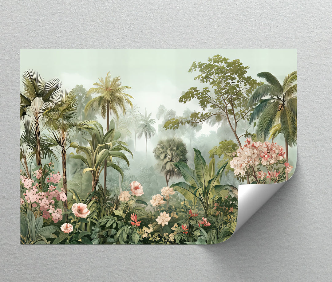 Jungle Botanical Mural - Canvas Wall Art | Framed Art