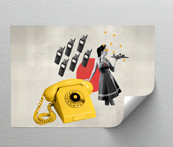 Dial & Serve – Retro Pop Art Telephone Canvas Print