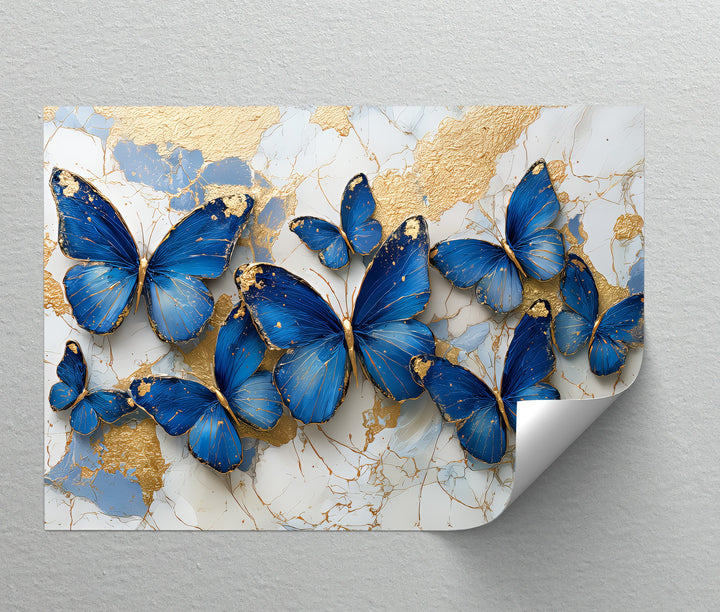 Royal Blue Flight – Gold-Accented Butterfly Canvas Print