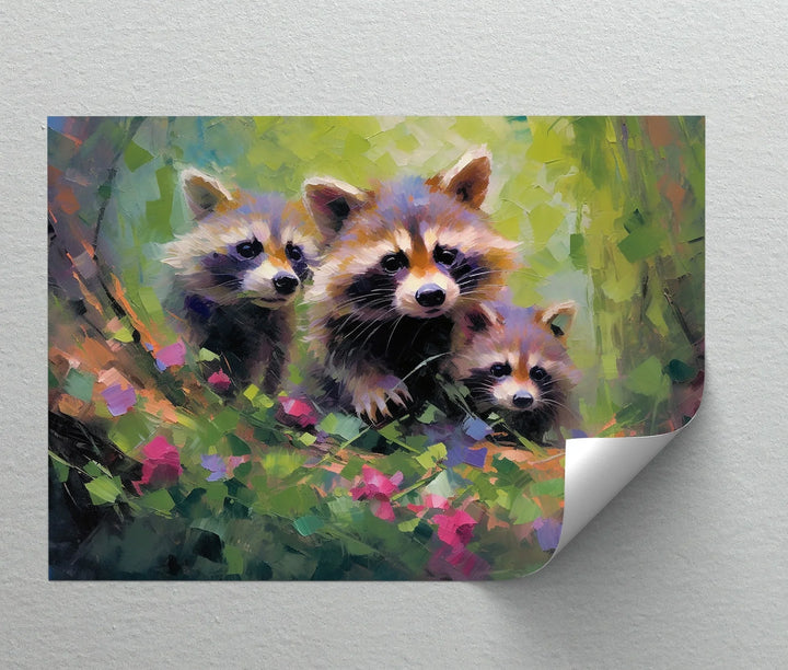 Curious Raccoons in the Wild – Vibrant Animal Canvas Print - MyPhotoStation