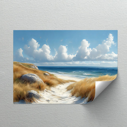Crafted with premium canvas, the golden dunes pathway coastal horizon canvas print features vibrant colors and intricate details, showcasing the high-quality canvas wall decor.