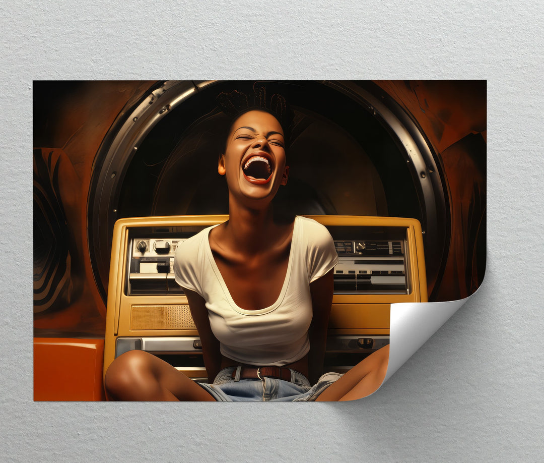 Stereo Laugh – Retro Jukebox Joy Canvas Print