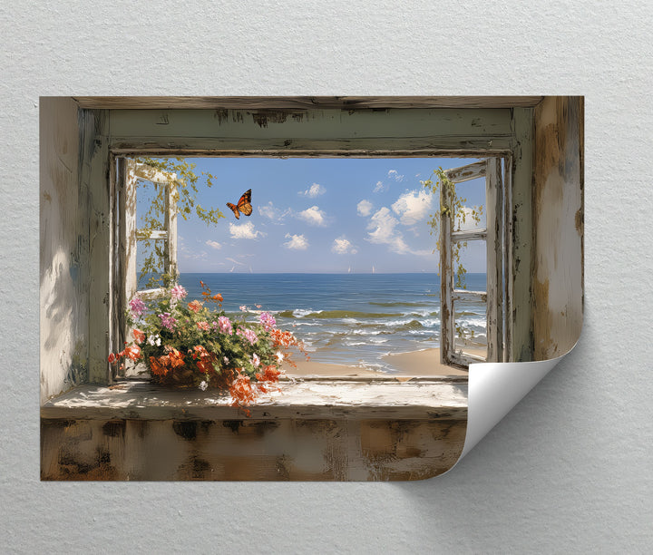 Seaside Serenity – Open Window Ocean View Canvas Print
