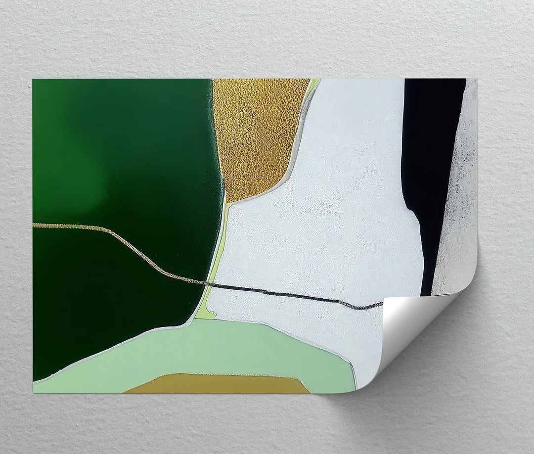 Modern Earth Divide – Green and Gold Abstract Landscape Canvas Print - MyPhotoStation