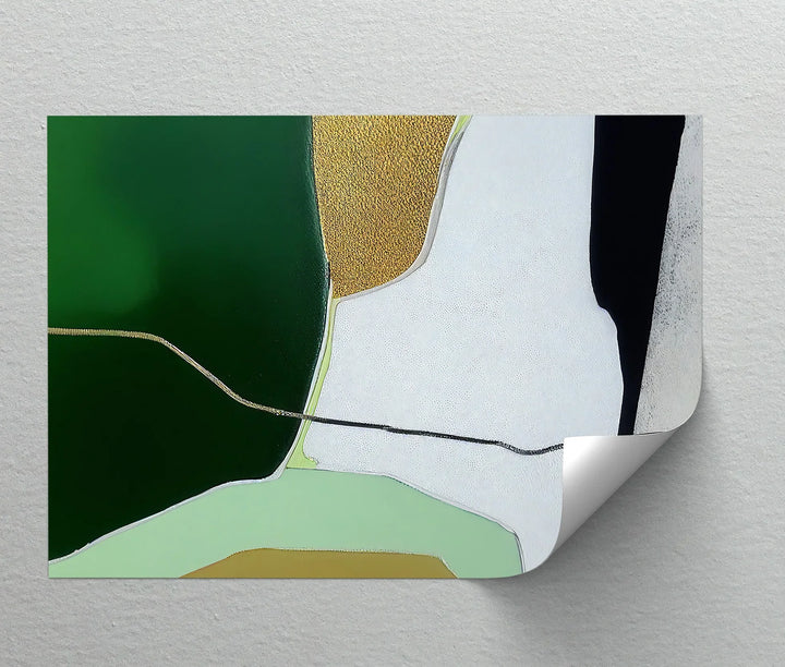 Modern Earth Divide – Green and Gold Abstract Landscape Canvas Print - MyPhotoStation
