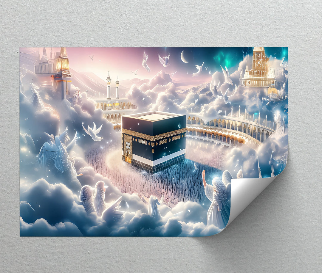 Kaaba in the Clouds – Spiritual Islamic Wall Art