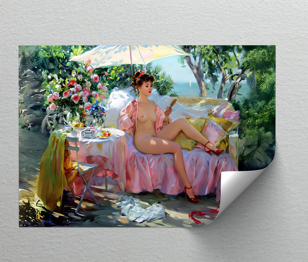 Garden Reverie – Romantic Nude Flower Canvas Wall Art | Artwork Canvas